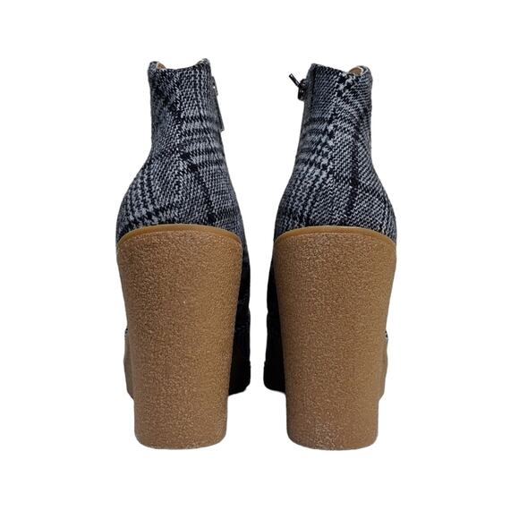 JESSICA SIMPSON Womens 7.5 Crais Black White Plaid Wedge Bootie NEW - Picture 7 of 12